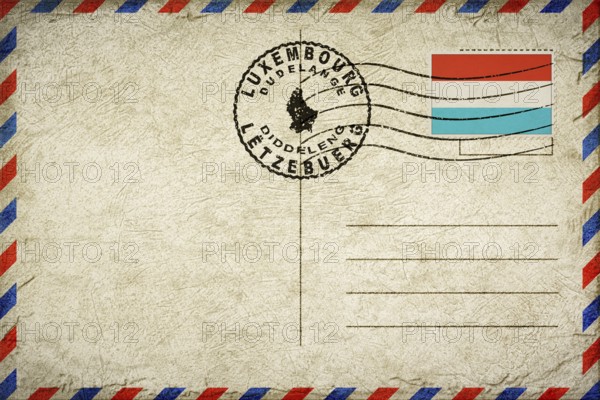 Luxembourg Dudelange Vintage Air Mail Envelope with Flag and Postmark