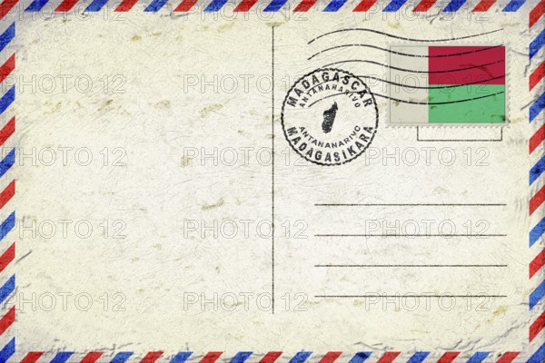 Madagascar Antananarivo Vintage Air Mail Envelope with Flag and Postmark