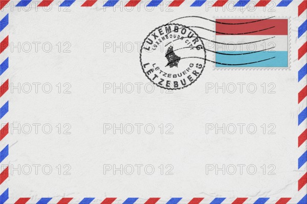 Luxembourg Luxembourg City Vintage Air Mail Envelope with Flag and Postmark