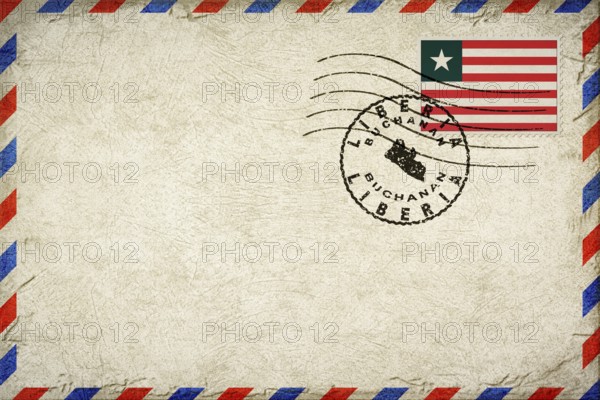 Liberia Buchanan Vintage Air Mail Envelope with Flag and Postmark