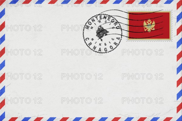 Montenegro Niksic Vintage Air Mail Envelope with Flag and Postmark
