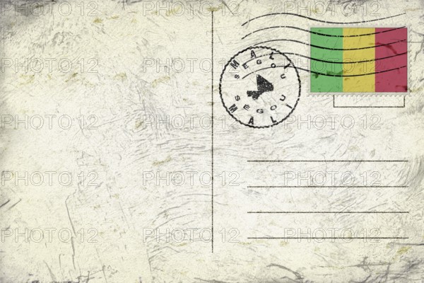 Mali Segou Old Style Mail Envelope with Flag and Postmark