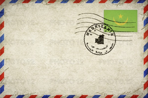 Mauritania Kaedi Vintage Air Mail Envelope with Flag and Postmark