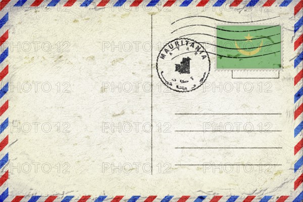 Mauritania Atar Vintage Air Mail Envelope with Flag and Postmark
