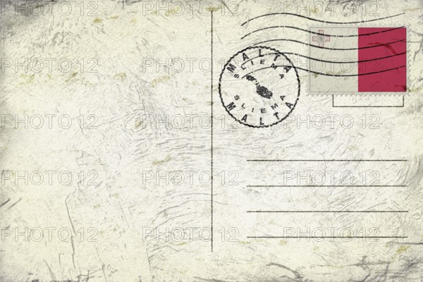 Malta Sliema Old Style Mail Envelope with Flag and Postmark