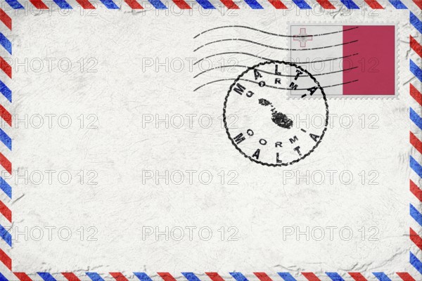 Malta Qormi Vintage Air Mail Envelope with Flag and Postmark