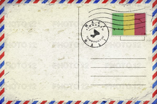 Mali Timbuktu Vintage Air Mail Envelope with Flag and Postmark