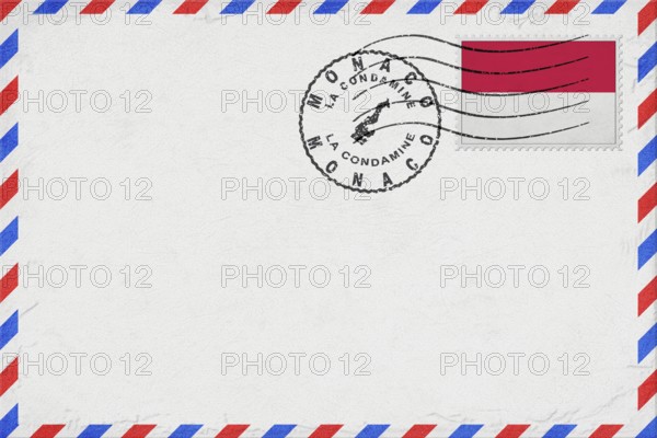 Monaco La Condamine Vintage Air Mail Envelope with Flag and Postmark