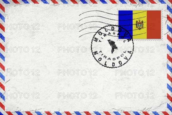 Moldova Tiraspol Vintage Air Mail Envelope with Flag and Postmark
