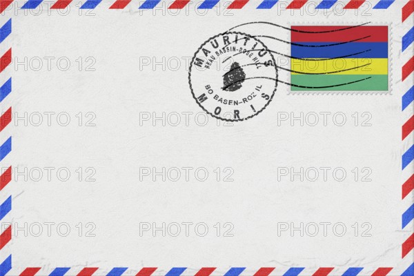 Mauritius Beau Bassin Rose Hill Vintage Air Mail Envelope with Flag and Postmark