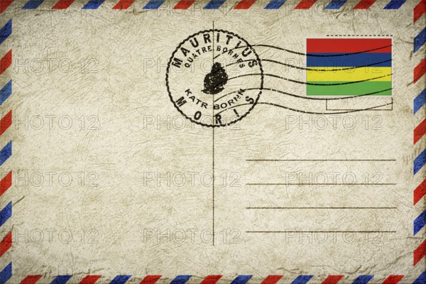 Mauritius Quatre Bornes Vintage Air Mail Envelope with Flag and Postmark