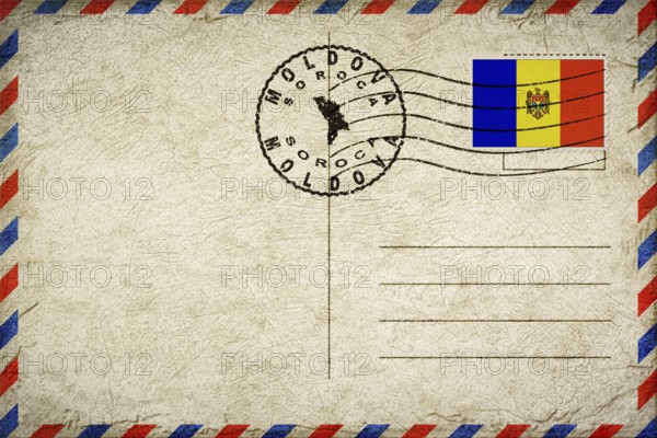 Moldova Soroca Vintage Air Mail Envelope with Flag and Postmark