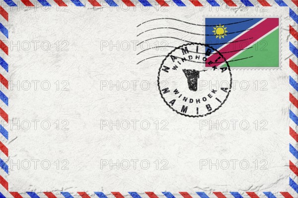 Namibia Windhoek Vintage Air Mail Envelope with Flag and Postmark