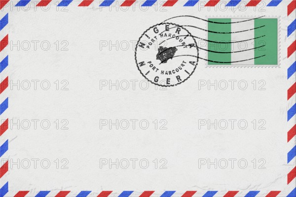Nigeria Port Harcourt Vintage Air Mail Envelope with Flag and Postmark
