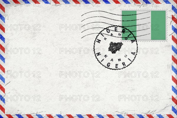 Nigeria Kano Vintage Air Mail Envelope with Flag and Postmark