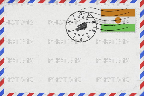Niger Tahoua Vintage Air Mail Envelope with Flag and Postmark