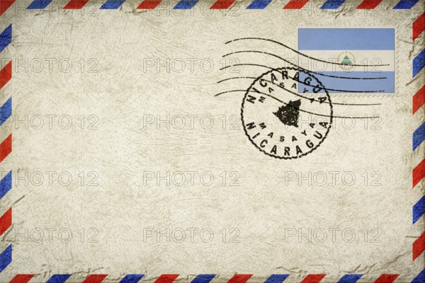 Nicaragua Masaya Vintage Air Mail Envelope with Flag and Postmark