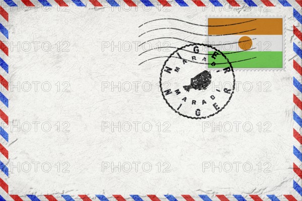 Niger Maradi Vintage Air Mail Envelope with Flag and Postmark