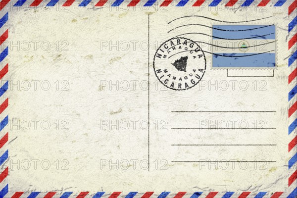 Nicaragua Managua Vintage Air Mail Envelope with Flag and Postmark