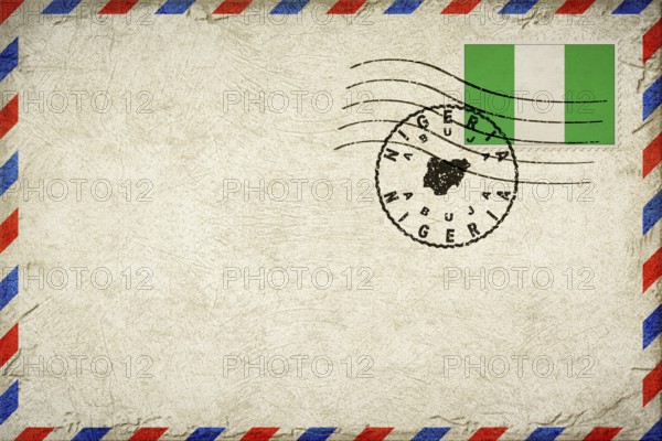 Nigeria Abuja Vintage Air Mail Envelope with Flag and Postmark