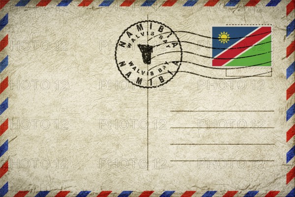 Namibia Walvis Bay Vintage Air Mail Envelope with Flag and Postmark