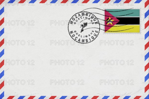 Mozambique Quelimane Vintage Air Mail Envelope with Flag and Postmark