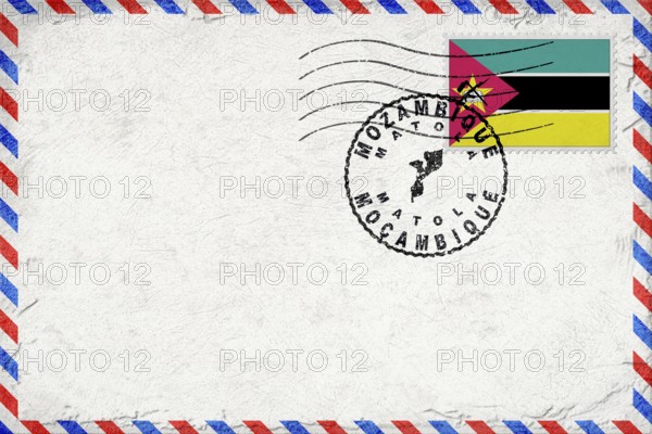 Mozambique Matola Vintage Air Mail Envelope with Flag and Postmark