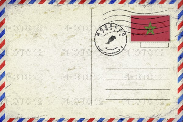 Morocco Tangier Vintage Air Mail Envelope with Flag and Postmark