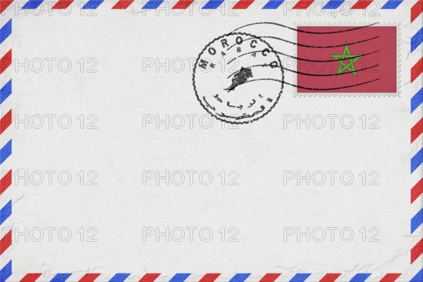 Morocco Rabat Vintage Air Mail Envelope with Flag and Postmark