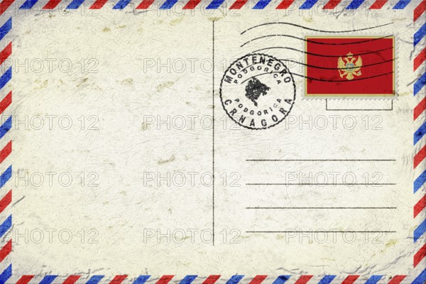 Montenegro Podgorica Vintage Air Mail Envelope with Flag and Postmark