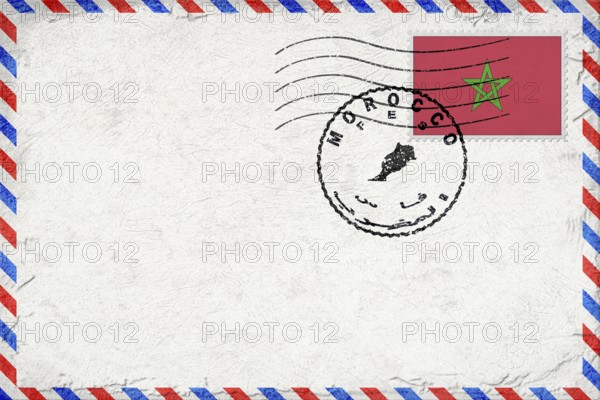 Morocco Fes Vintage Air Mail Envelope with Flag and Postmark