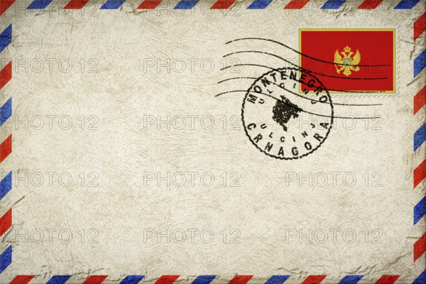 Montenegro Ulcinj Vintage Air Mail Envelope with Flag and Postmark