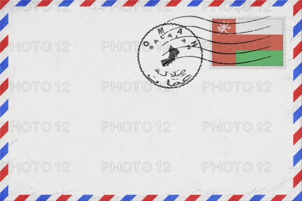 Oman Salalah Vintage Air Mail Envelope with Flag and Postmark