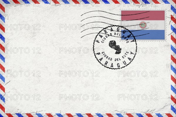 Paraguay Ciudad del Este Vintage Air Mail Envelope with Flag and Postmark