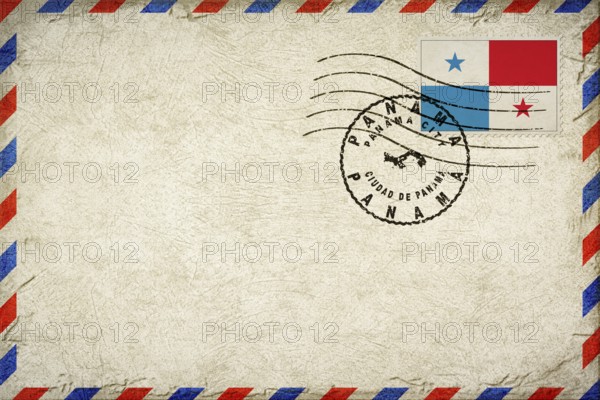 Panama Panama City Vintage Air Mail Envelope with Flag and Postmark