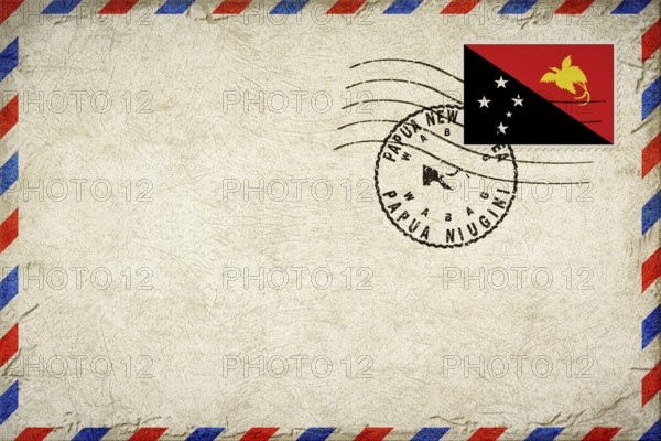 Papua New Guinea Wabag Vintage Air Mail Envelope with Flag and Postmark