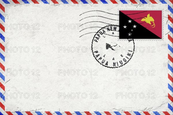 Papua New Guinea Lae Vintage Air Mail Envelope with Flag and Postmark