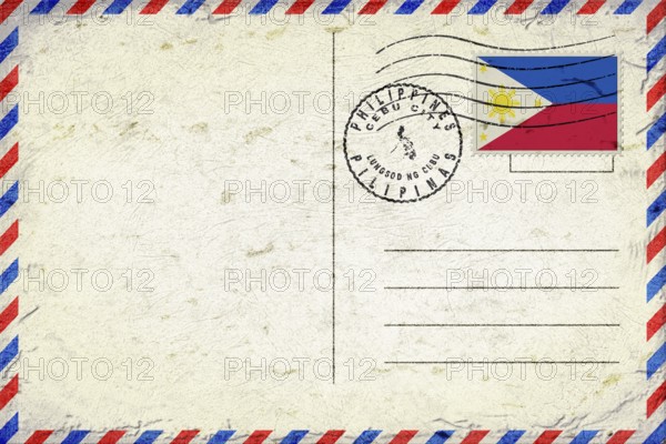 Philippines Cebu City Vintage Air Mail Envelope with Flag and Postmark