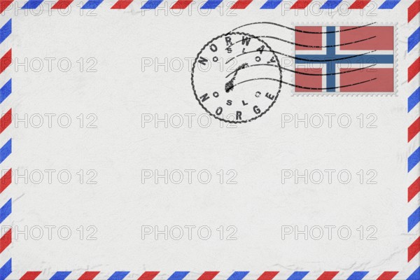 Norway Oslo Vintage Air Mail Envelope with Flag and Postmark
