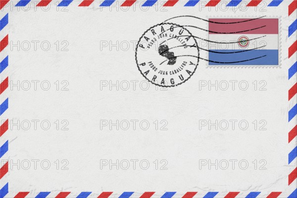Paraguay Pedro Juan Caballero Vintage Air Mail Envelope with Flag and Postmark