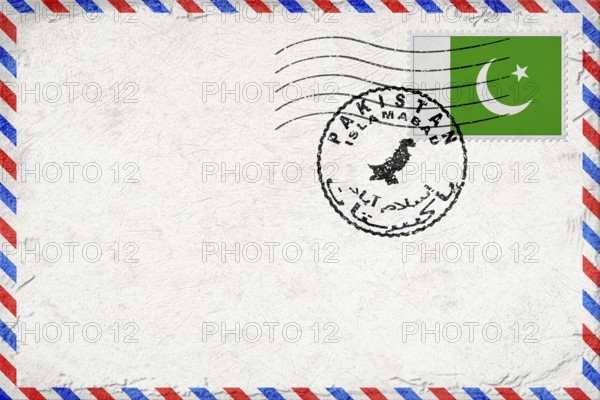 Pakistan Islamabad Vintage Air Mail Envelope with Flag and Postmark
