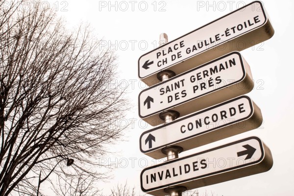 Direction sign. Paris, France. 27.01.2009