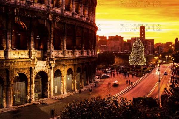 Colosseum at sunset. Rome, Province of Rome, Italy. 23.12.2012