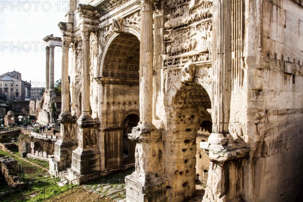 Arch of Septimius Severus (Arco di Settimio Severo) in the Roman Forum (Foro Romano). Rome, Province of Rome, Italy. 23.12.2012