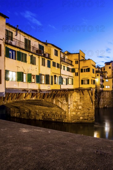 Ponte Vecchio (Old Bridge) at evening. Florence, Province of Florence, Italy. 21.12.2012