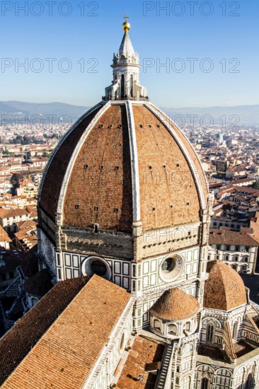 Florence Cathedral (Basilica di Santa Maria del Fiore) viewed from Giotto's Campanile. Florence, Province of Florence, Italy
