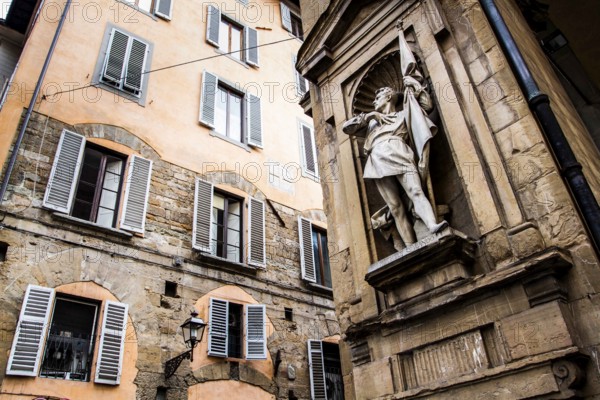Statue of Michele di Lando on the facade of Loggia del Mercato Nuovo. Florence, Province of Florence, Italy. 18.12.2012