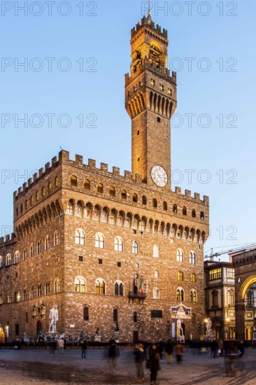 Palazzo Vecchio at evening. Florence, Province of Florence, Italy. 19.12.2012