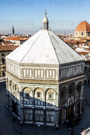 Florence Baptistry (Battistero di San Giovanni) viewed from Giotto's Campanile. Florence, Province of Florence, Italy. 18.12.2012