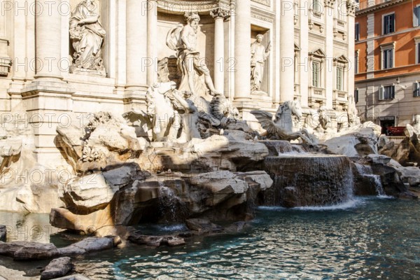 Fontana di Trevi, the largest Baroque fountain in the city and one of the most famous fountains in the world. Rome, Province of Rome, Italy. 23.12.2012
